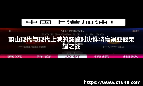 蔚山现代与现代上港的巅峰对决谁将赢得亚冠荣耀之战